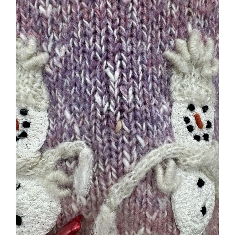 VTG Y2K Ombre Snowman Novelty Embroidered Embellished Sweater Small Retro Knit